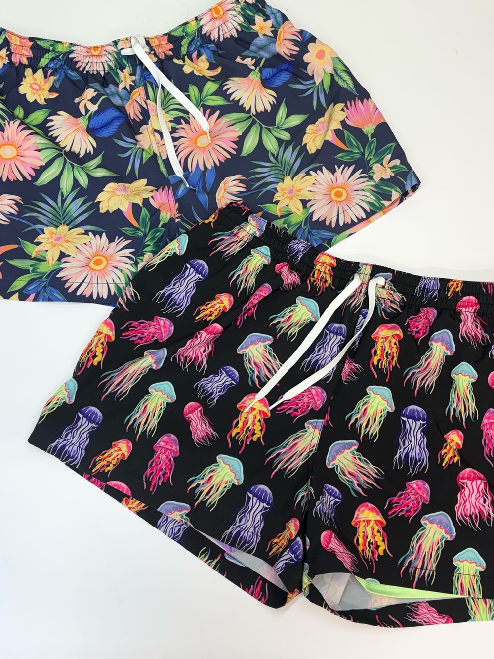 Lot Of 2 Chubbies Swim Trunks XXL Colorful Tropical Jellyfish Beach Floral EUC